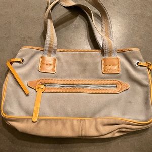 Hogan light blue and beige suede bag
